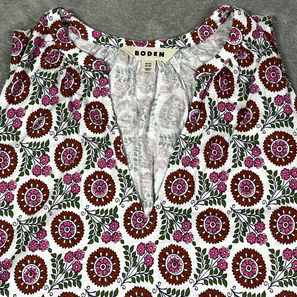 Boden Floral Print Sleeveless Dress Women's US 10L UK 14L Shift Summer Casual